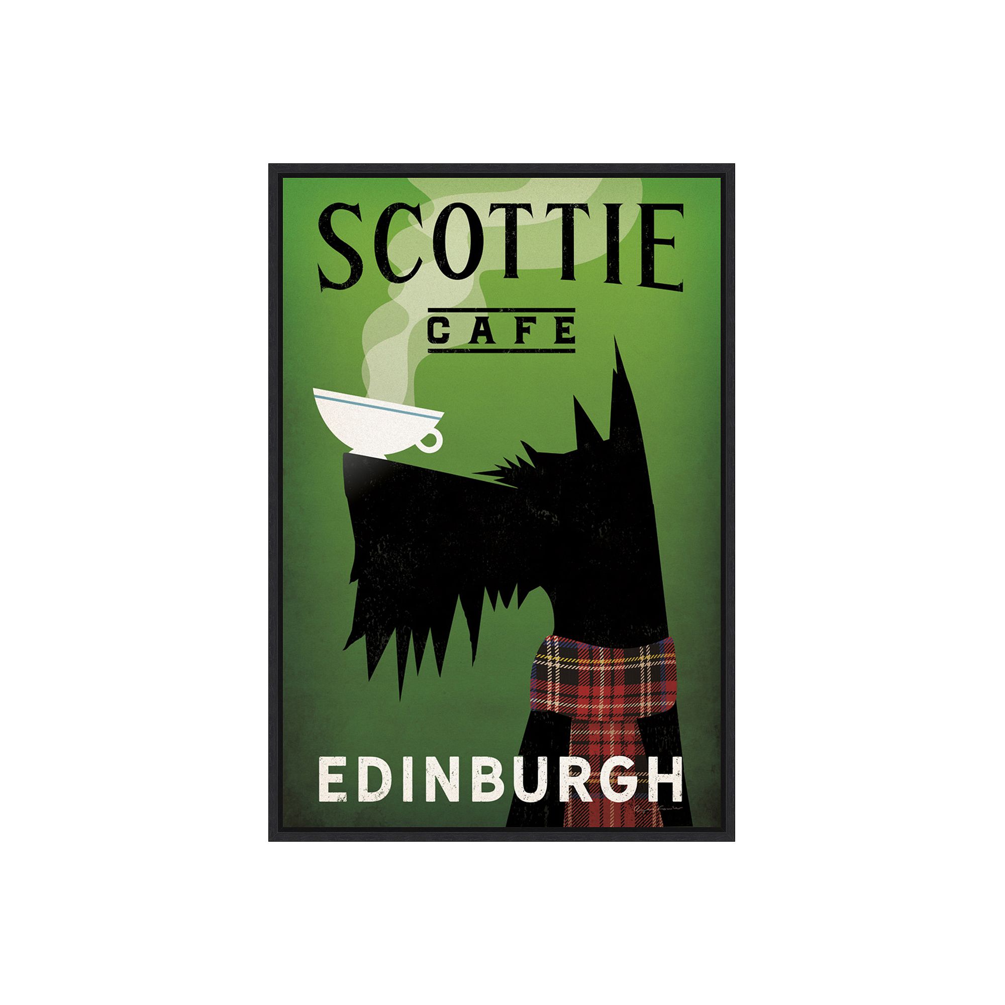 Amanti Art Scottie Cafe Framed Canvas Wall Art, Black