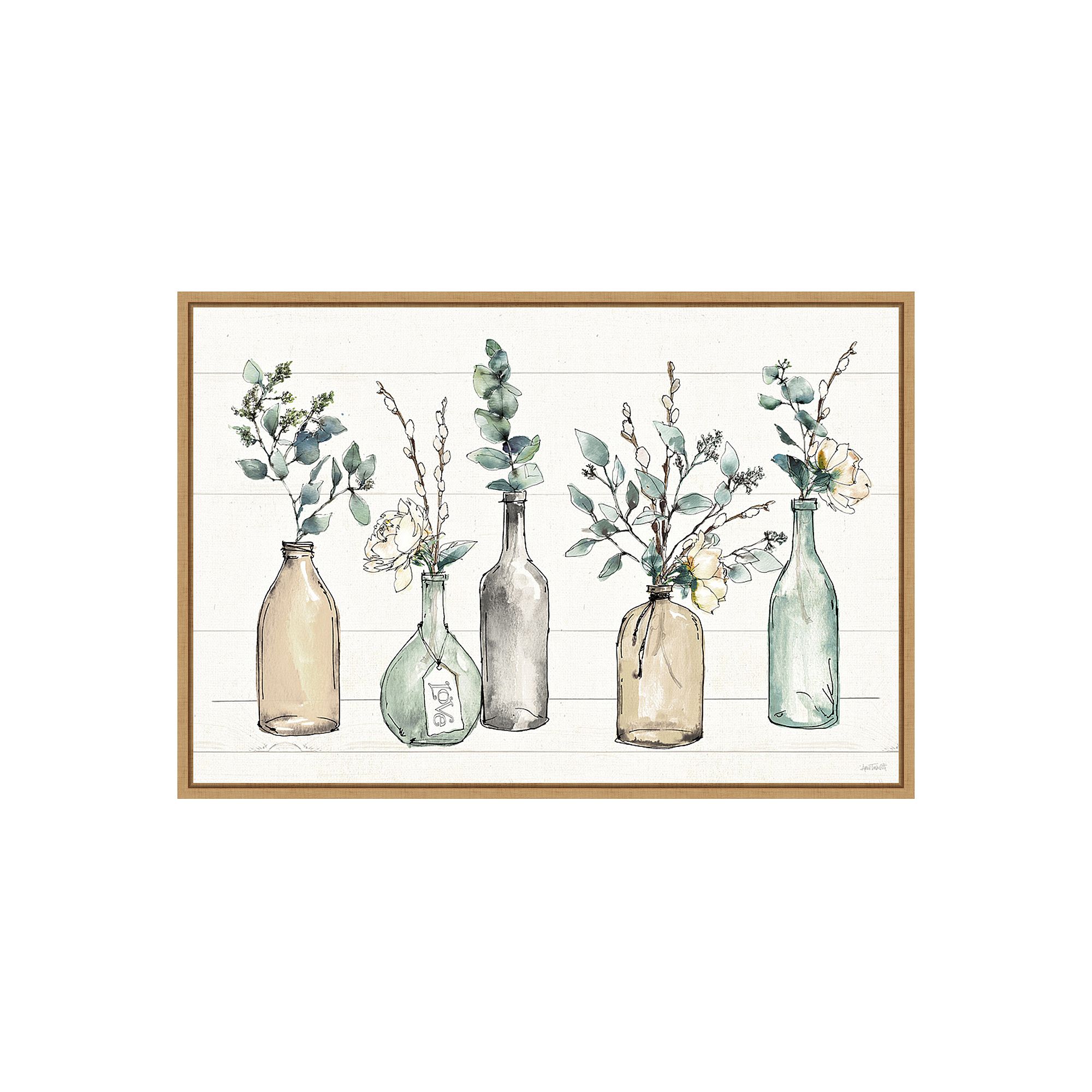 Amanti Art Modern Farmhouse I Framed Canvas Wall Art, Brown