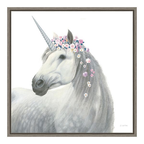 Unicorn with Leather Mane Framed Art 30.25 x 30.25