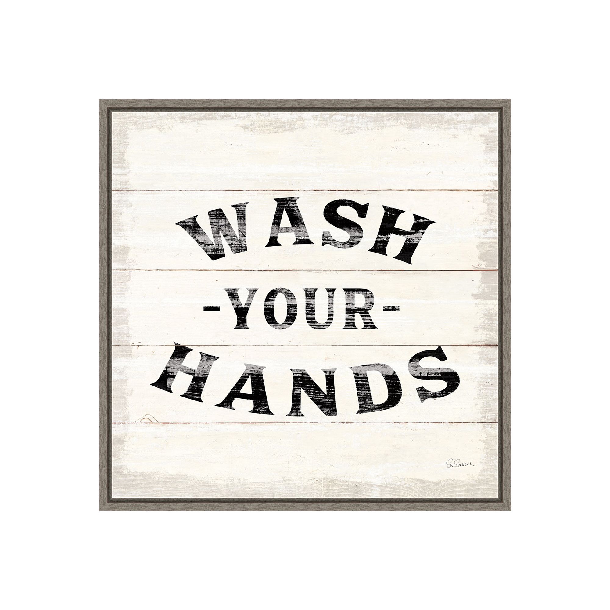 Amanti Art Shiplap Bath IV Framed Canvas Wall Art, Gray