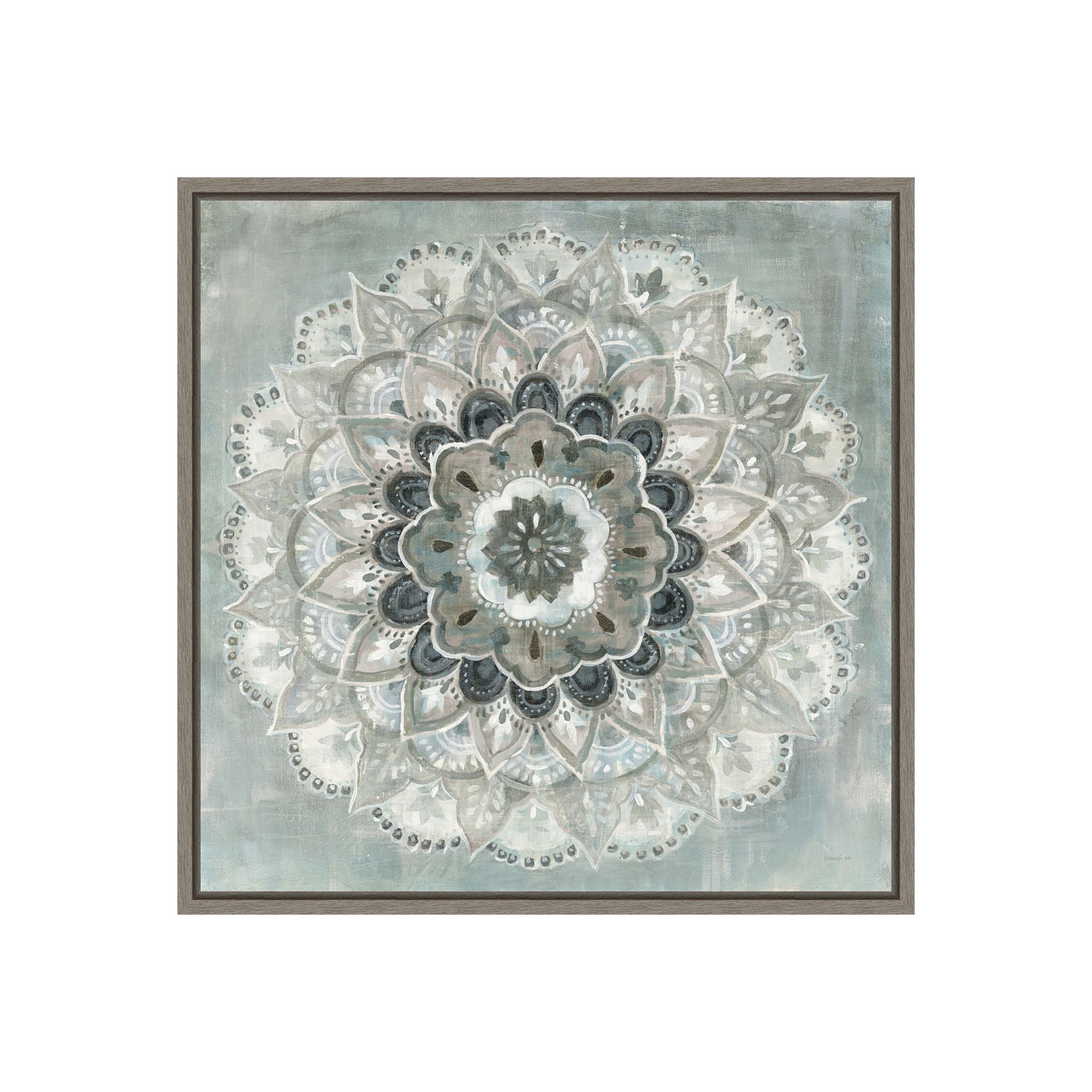 Amanti Art Sunburst Framed Canvas Wall Art, Gray
