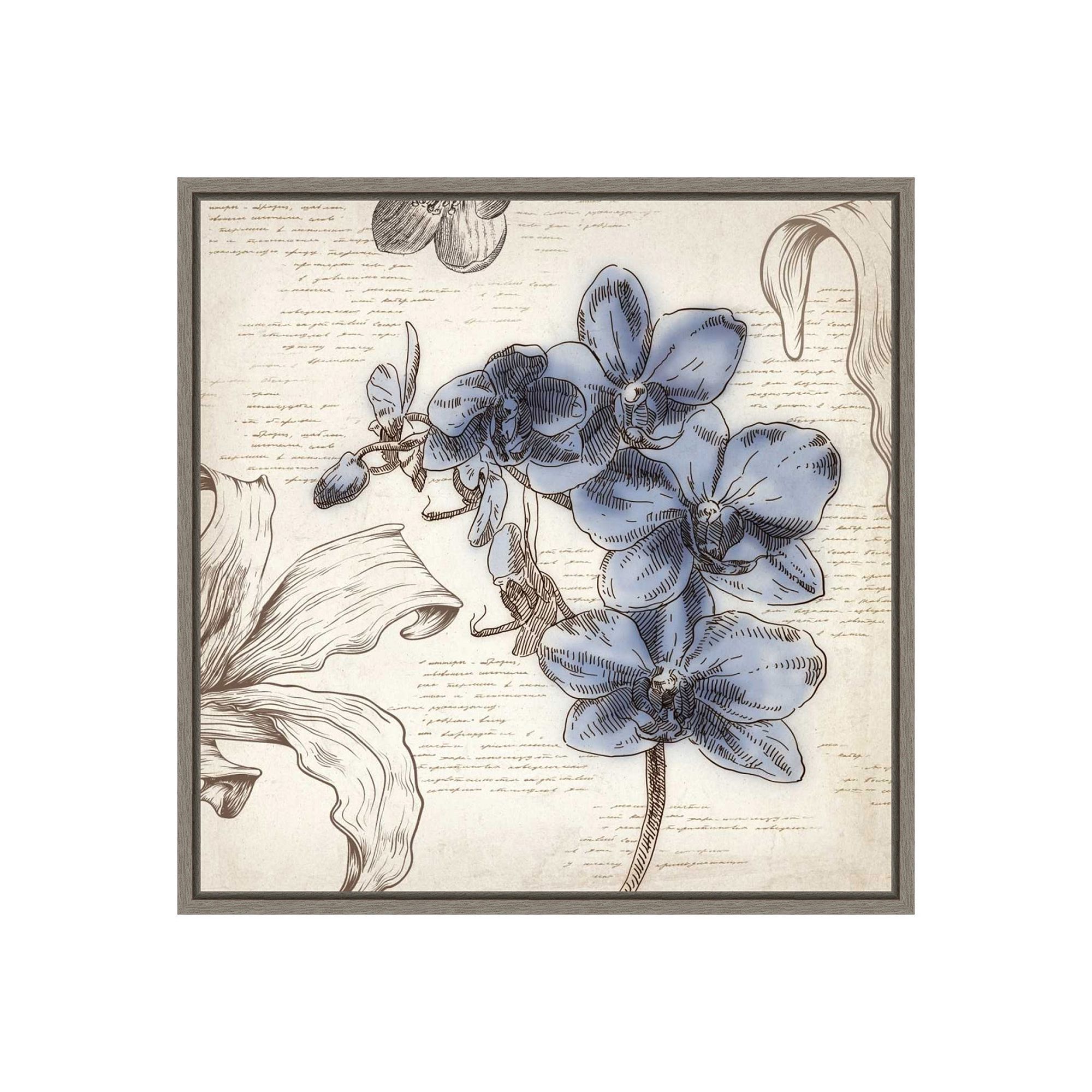 Amanti Art Blushing Blue II Mini Framed Canvas Wall Art, Gray