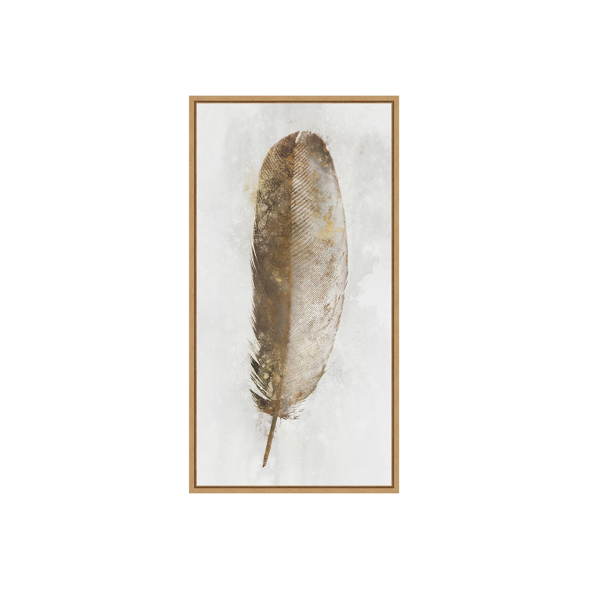 Amanti Art Golden Feather I Framed Canvas Print, Brown