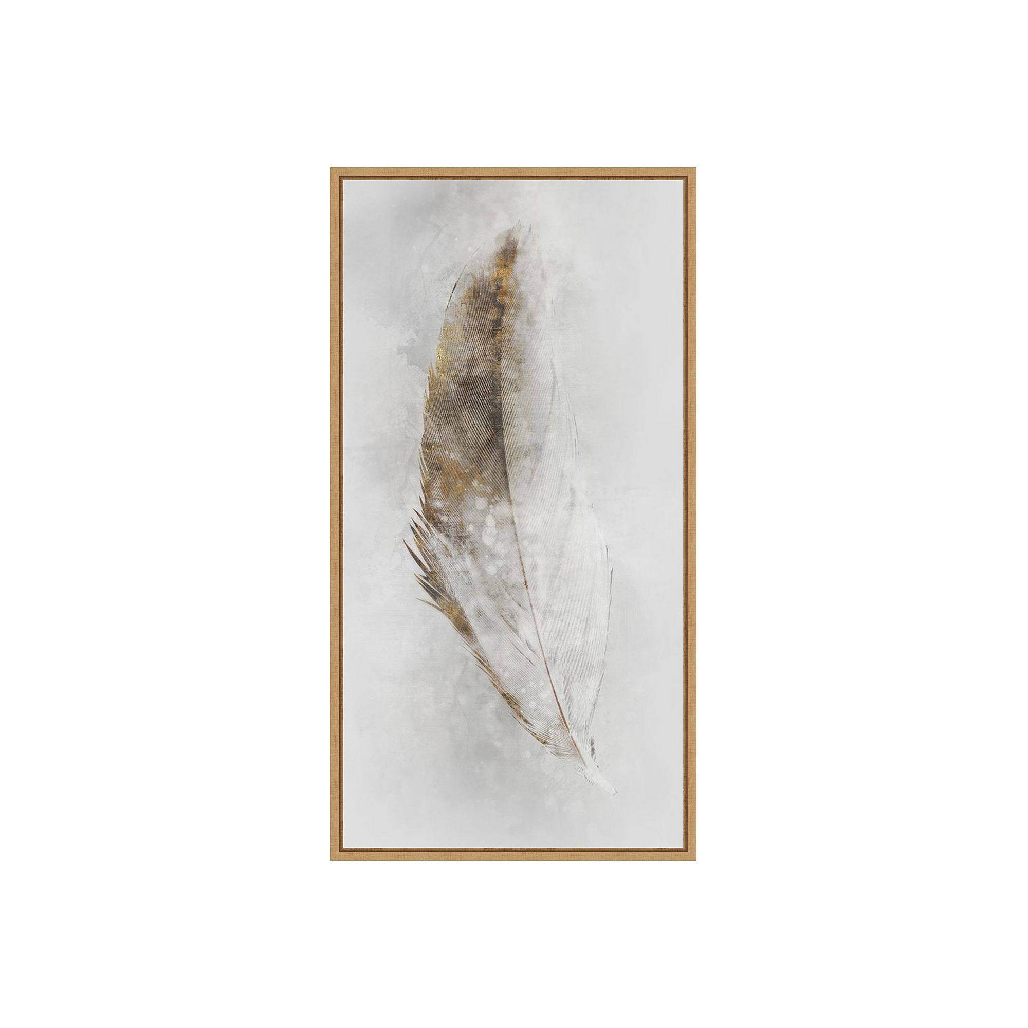 Amanti Art Golden Feather II Framed Canvas Print, Brown