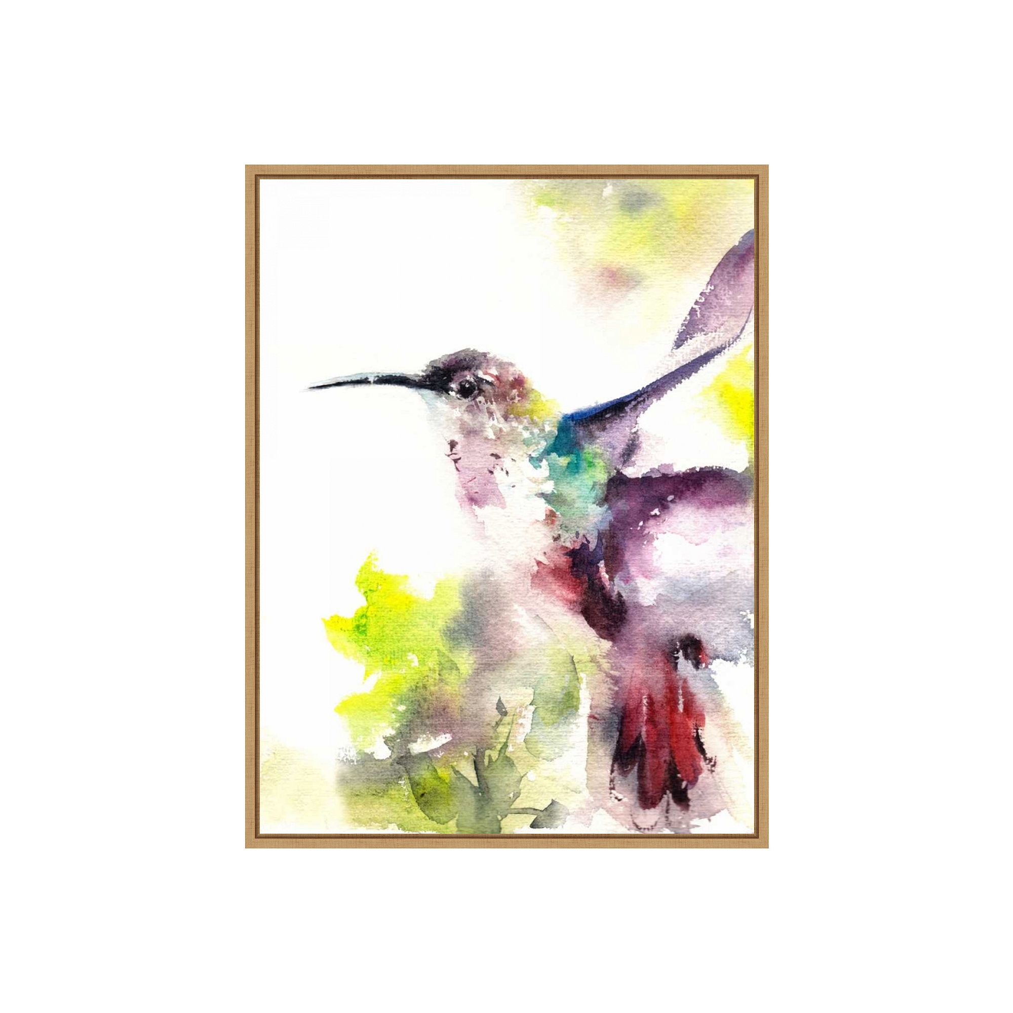 Amanti Art Hummingbird Framed Canvas Wall Art, Brown
