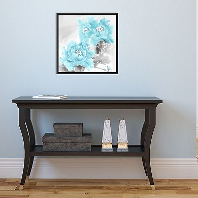 Amanti Art 'Flower Bloom in Aqua II' Framed Canvas Wall Art