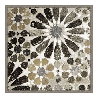 Amanti Art 'Alhambra Tile III Neutral' Framed Canvas Wall Art