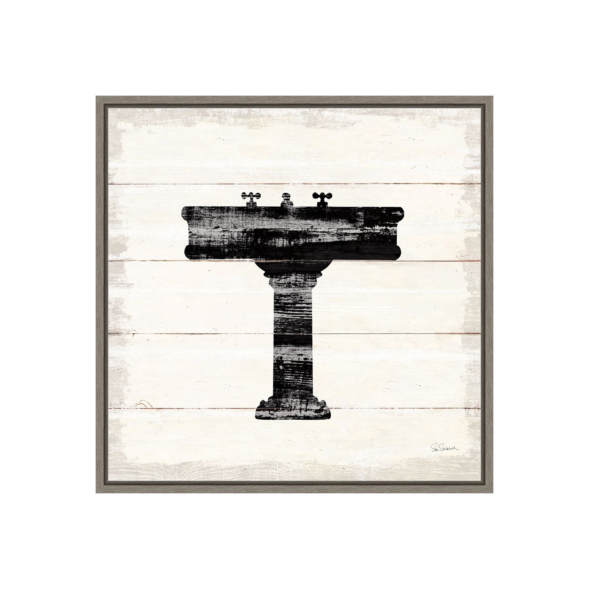 Amanti Art Shiplap Bath II Framed Canvas Wall Art, Gray