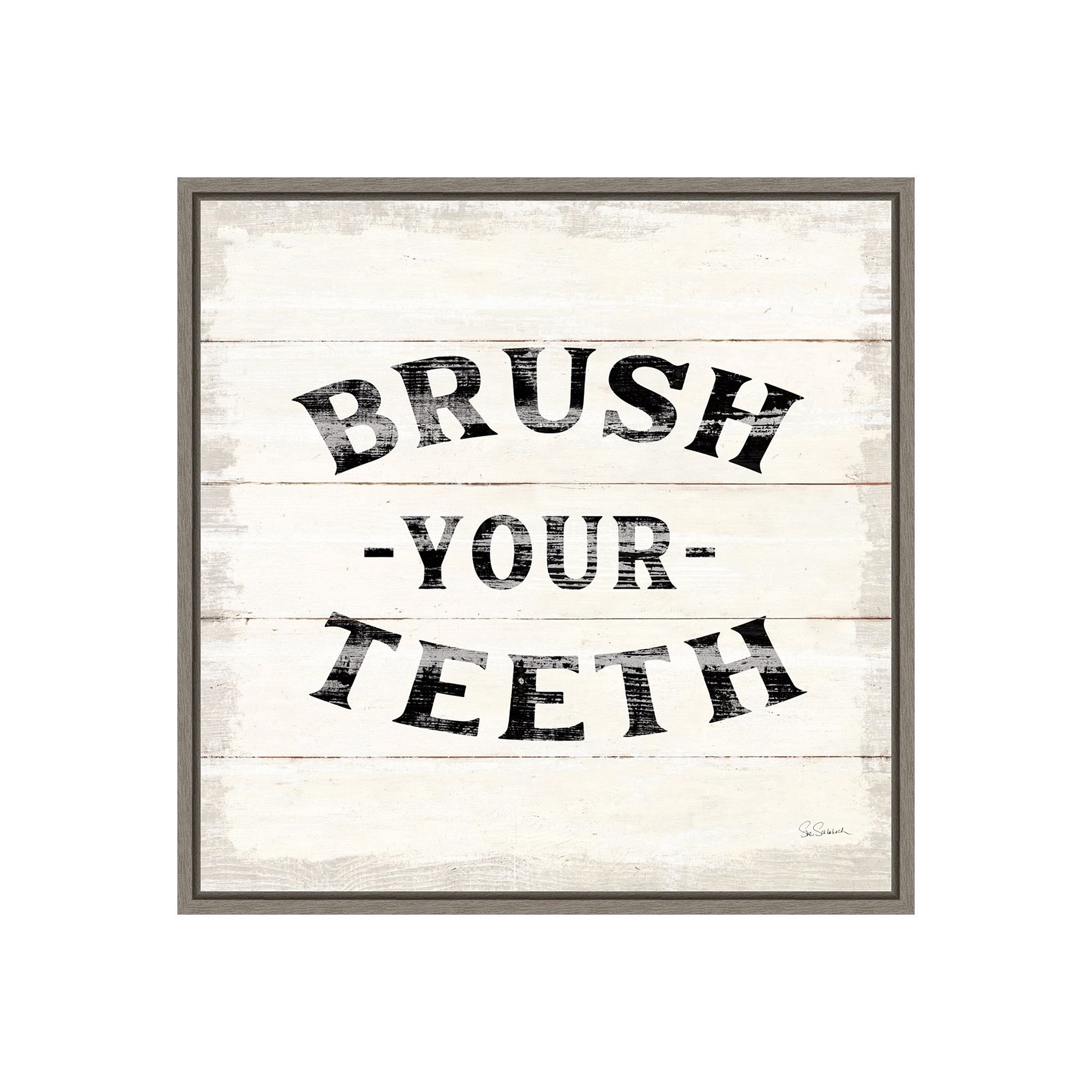 Amanti Art Shiplap Bath III Framed Canvas Wall Art, Gray