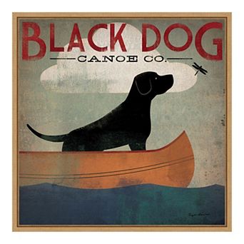 Amanti Art Black Dog Canoe Co Framed Canvas Print