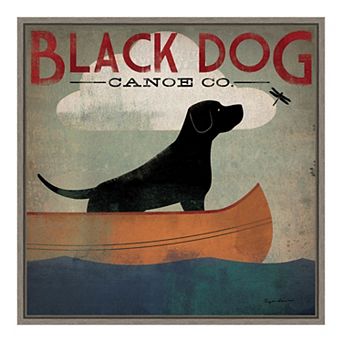 Amanti Art Black Dog Canoe Co Framed Canvas Print