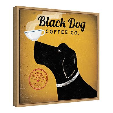 Amanti Art "Black Dog Coffee Co" Framed Canvas Wall Art