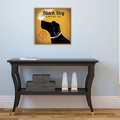 Amanti Art "Black Dog Coffee Co" Framed Canvas Wall Art