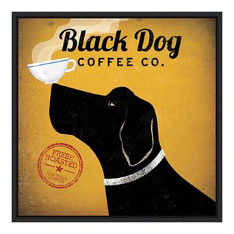 Amanti Art "Black Dog Coffee Co" Framed Canvas Wall Art