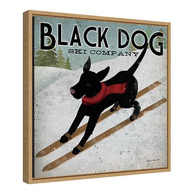 Amanti Art "Black Dog Ski Co" Framed Canvas Wall Art