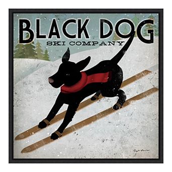 Amanti Art "Black Dog Ski Co" Framed Canvas Wall Art