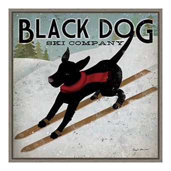 Amanti Art "Black Dog Ski Co" Framed Canvas Wall Art