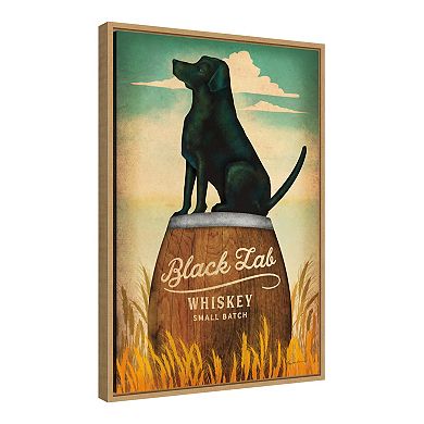 Amanti Art "Black Lab Whiskey" Framed Canvas Wall Art