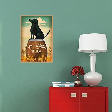 Amanti Art "Black Lab Whiskey" Framed Canvas Wall Art