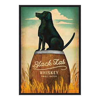 Amanti Art "Black Lab Whiskey" Framed Canvas Wall Art