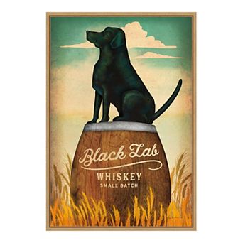 Amanti Art "Black Lab Whiskey" Framed Canvas Wall Art