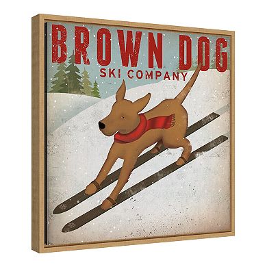 Amanti Art Brown Dog Ski Co Framed Canvas Print