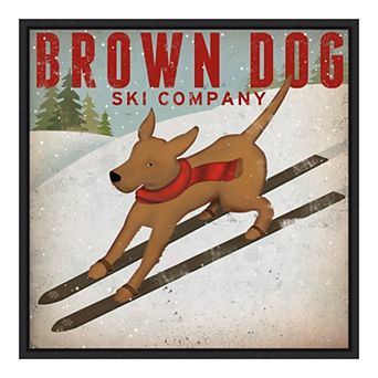 Amanti Art Brown Dog Ski Co Framed Canvas Print