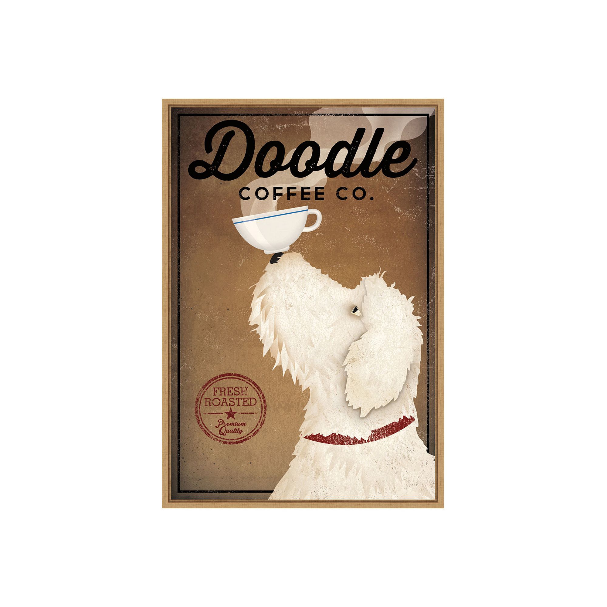 Amanti Art Doodle Coffee Framed Canvas Print, Brown