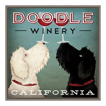 Amanti Art 'Doodle Wine' Framed Canvas Wall Art