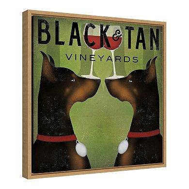 Amanti Art 'Double Doberman Vineyards' Framed Canvas Wall Art