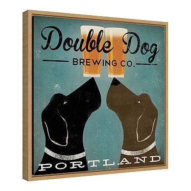 Amanti Art "Double Dog Brewing Co" Framed Canvas Wall Art