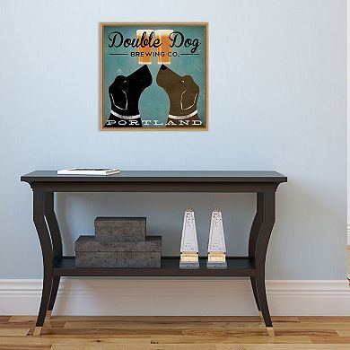 Amanti Art "Double Dog Brewing Co" Framed Canvas Wall Art
