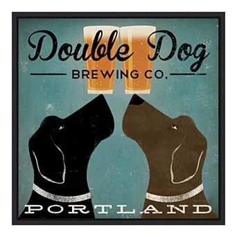 Amanti Art "Double Dog Brewing Co" Framed Canvas Wall Art