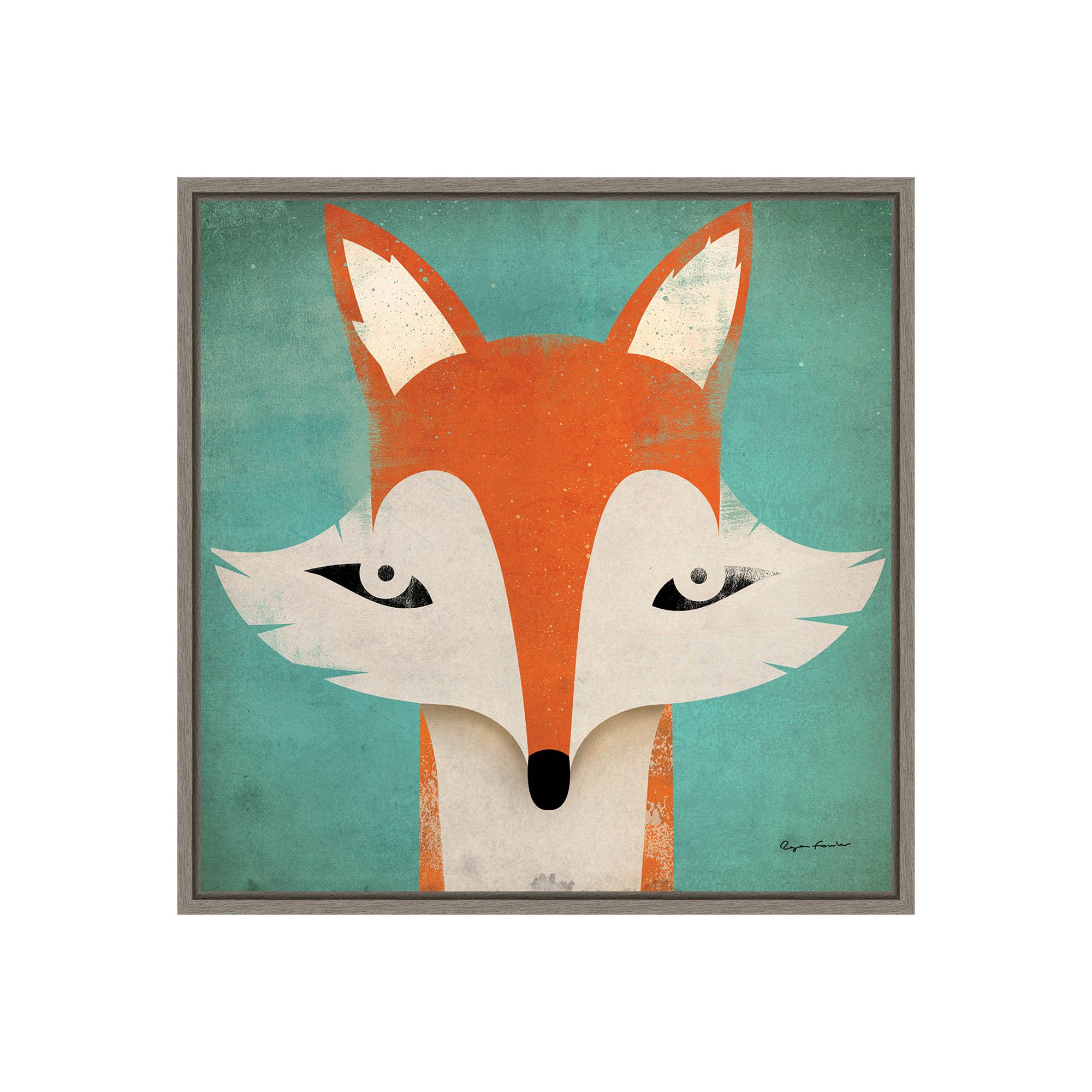 Amanti Art Fox Framed Canvas Wall Art, Gray