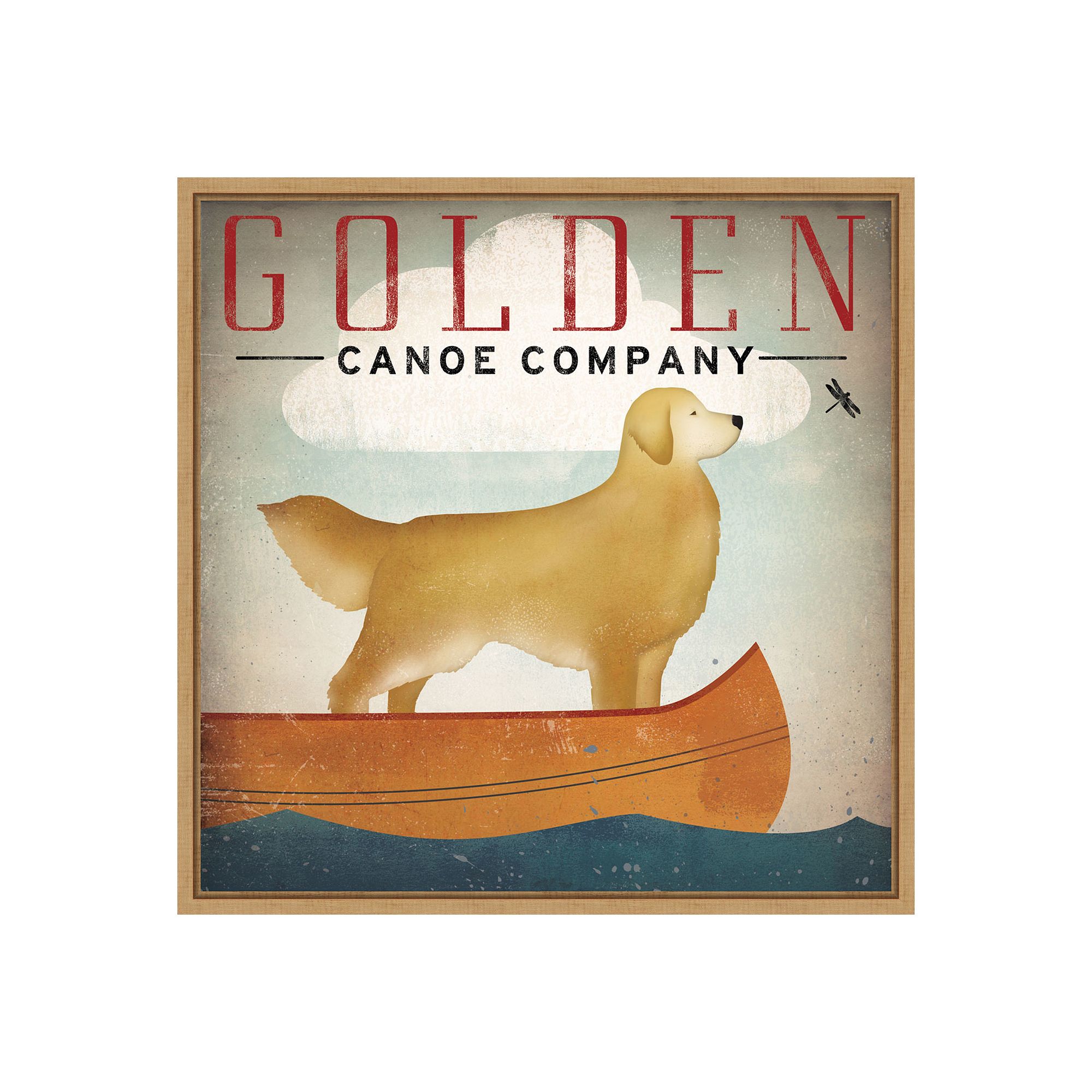 Amanti Art Golden Dog Canoe Co Framed Canvas Print, Brown