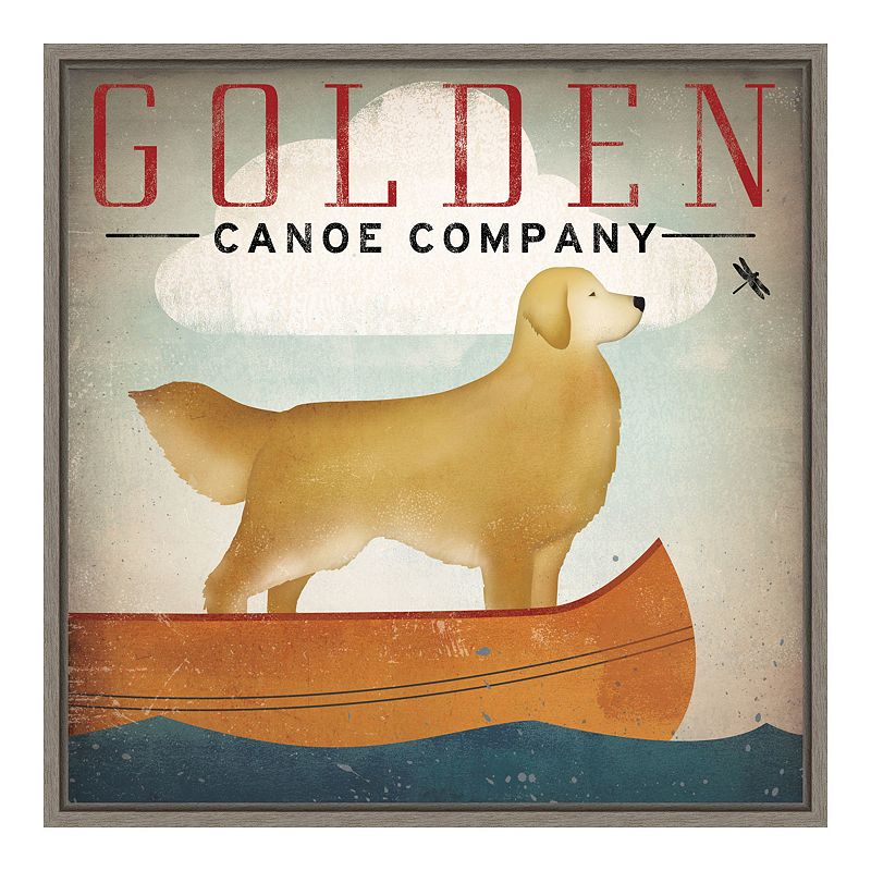 29334392 Amanti Art Golden Dog Canoe Co Framed Canvas Print sku 29334392