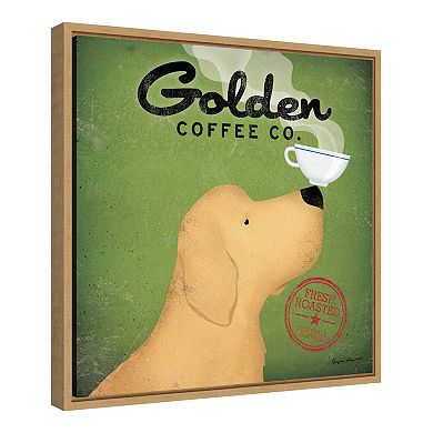 Amanti Art "Golden Dog Coffee Co" Framed Canvas Wall Art