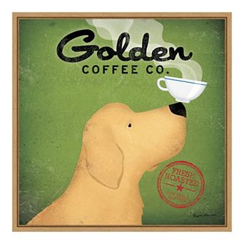 Amanti Art "Golden Dog Coffee Co" Framed Canvas Wall Art