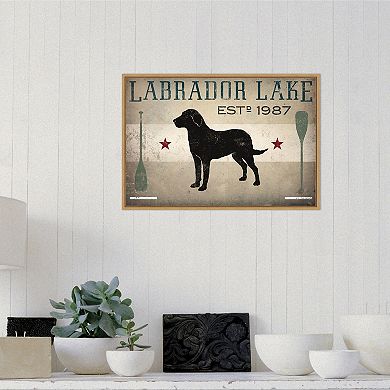 Amanti Art Labrador Lake Framed Canvas Print
