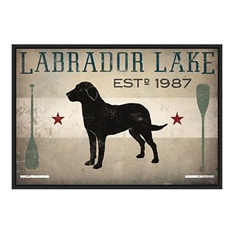 Amanti Art Labrador Lake Framed Canvas Print