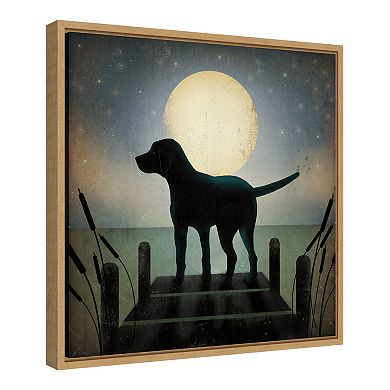 Amanti Art Moonrise Black Dog Framed Canvas Print