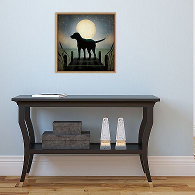 Amanti Art Moonrise Black Dog Framed Canvas Print