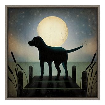 Amanti Art Moonrise Black Dog Framed Canvas Print