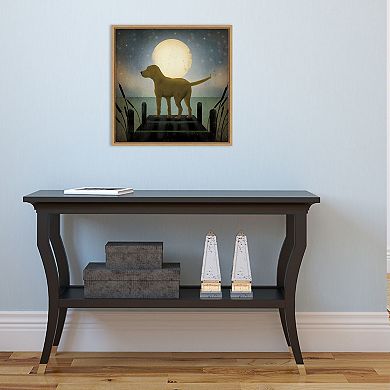 Amanti Art Moonrise Yellow Dog Framed Canvas Print