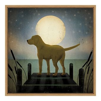 Amanti Art Moonrise Yellow Dog Framed Canvas Print