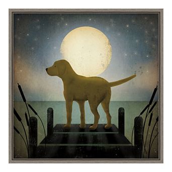 Amanti Art Moonrise Yellow Dog Framed Canvas Print