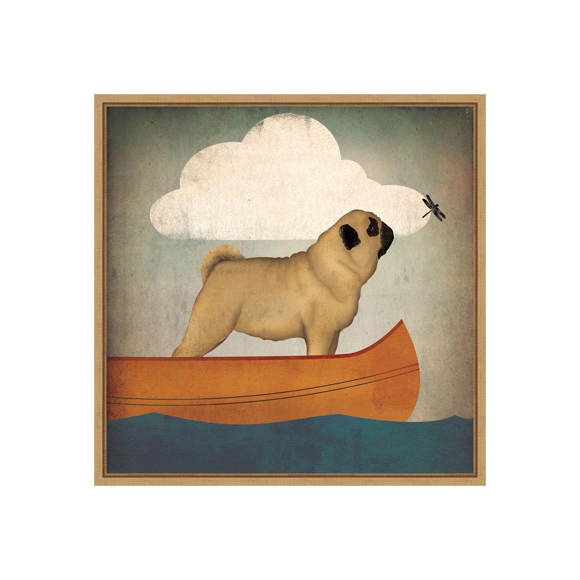 Amanti Art Pug Canoe Co Framed Canvas Print, Brown