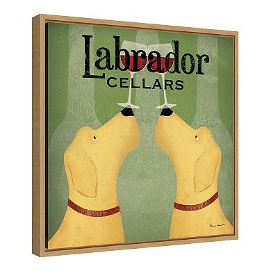 Amanti Art 'Two Labrador Wine Dogs' Framed Canvas Wall Art