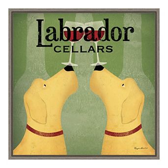 Amanti Art 'Two Labrador Wine Dogs' Framed Canvas Wall Art