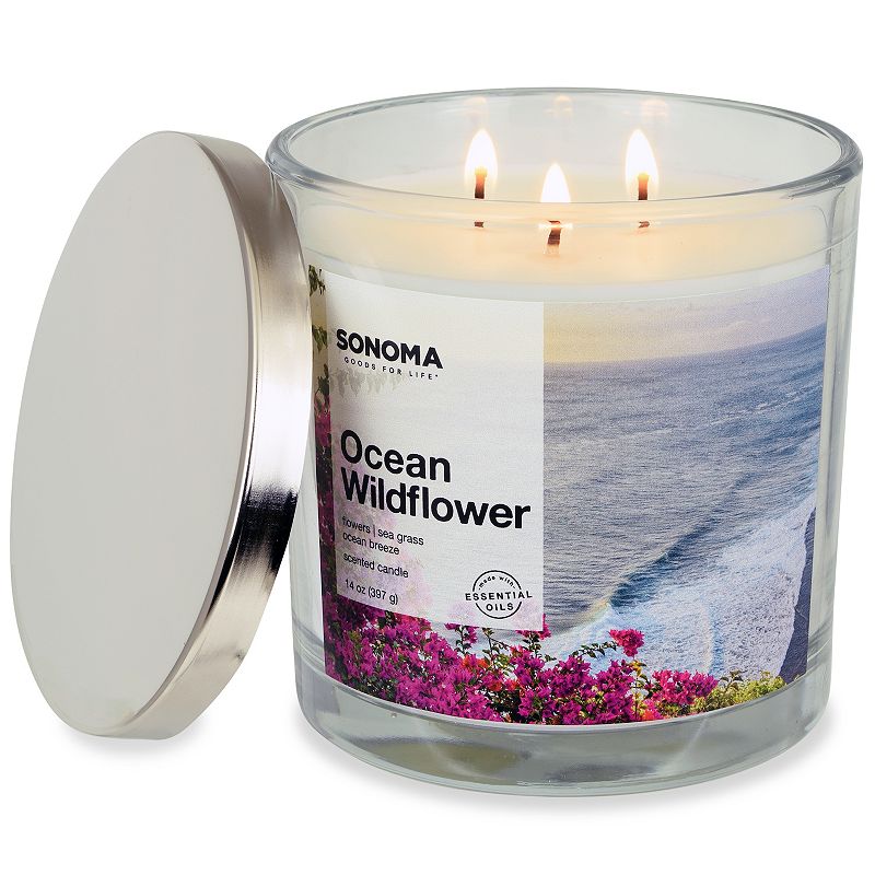 Sonoma Goods For Life 14-oz. Ocean Wild Flowers Candle Jar, Multicolor